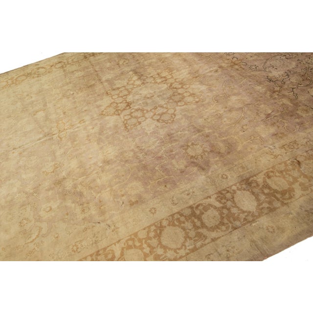20th Century Persian Tabriz Wool Rug in Tan Color Allover Design For Sale In New York - Image 6 of 10