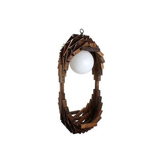 Mid-Century Modern Wood Swag Light For Sale