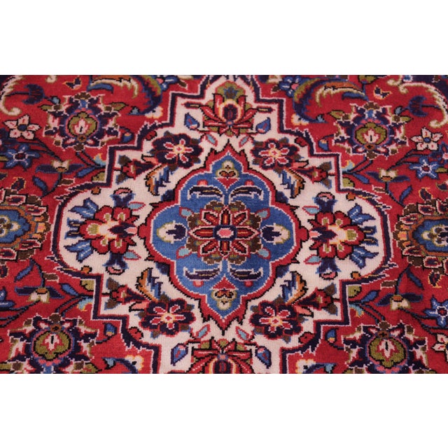 Vintage Hand-Knotted Wool Rug – 9'11" X 13'0" – Blue & Red For Sale - Image 4 of 7