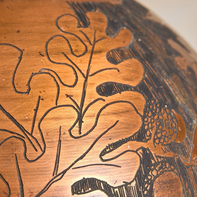 Italian Etched Copper Oak Leaf Pendant Light by Victor Cerrato, 1960s For Sale - Image 10 of 11