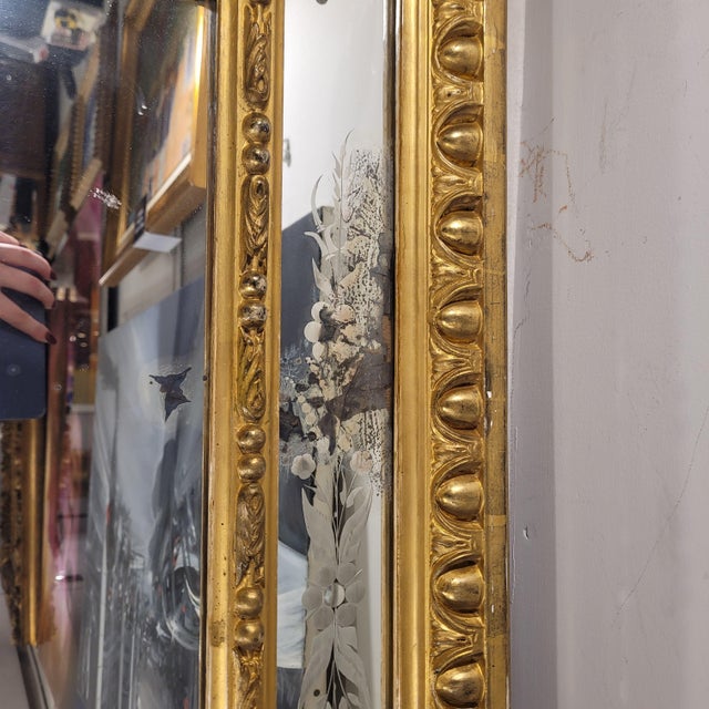 Napoleon III Carved and Gilded Wood Wall Mirror, France, 1880s For Sale - Image 11 of 18