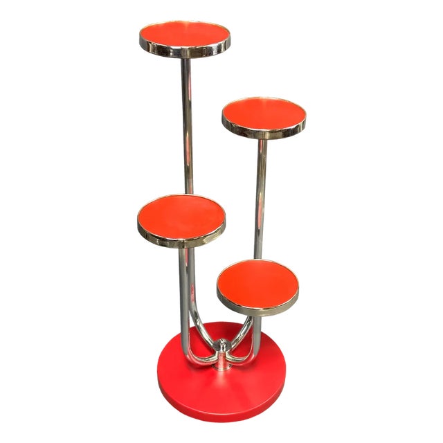 Chrome Flower Stand H 54 by Jindřich Halabala for Up Závody, 1930s For Sale