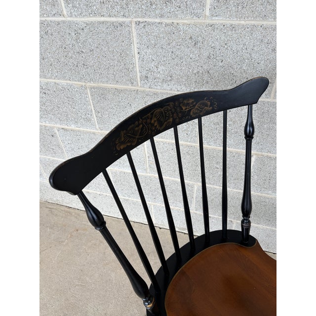 Mid 20th Century Hitchcock Black Harvest Maple Fan Back Windsor Side Chairs - Set of 4 For Sale - Image 5 of 10