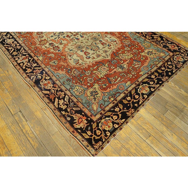 Late 19th Century 1890s Red Floral Medallion Antique Sarouk Farahan Rug 4'6" X 7'0" Handknotted Wool Carpet For Sale - Image 5 of 5
