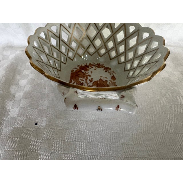 Beaux-Arts 1960s Herend Chinese Bouquet Pattern Open Weave Basket For Sale - Image 3 of 11