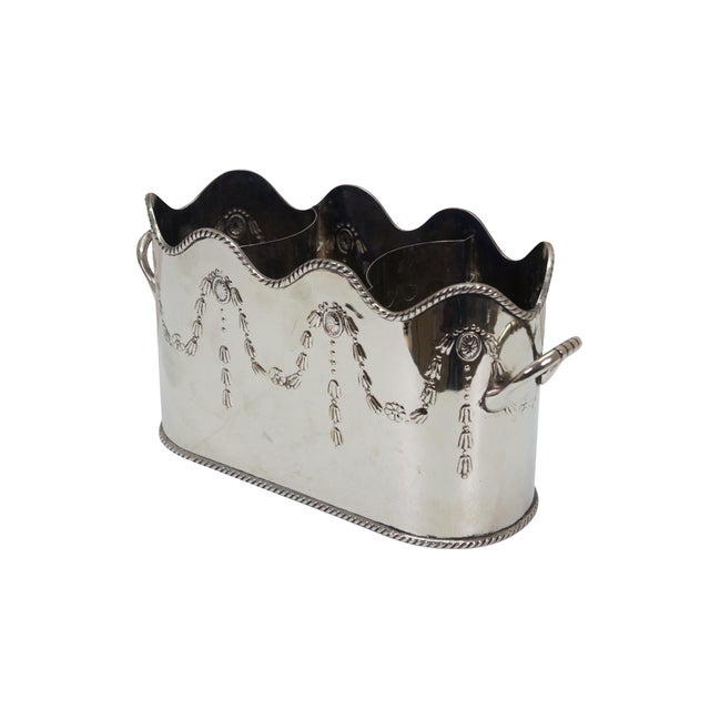 French Provincial Antique French Silver Plate Divided 3 Bottle Champagne Wine Cooler Bucket For Sale - Image 3 of 16