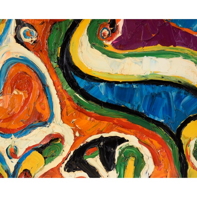 Heavily Textured Abstract Expressionist Composition in Oil on Canvas by Harald Dry Schmidt For Sale In Monterey, CA - Image 6 of 8