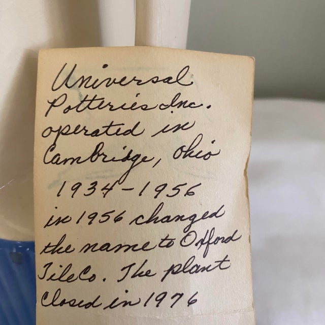 20th Century Universal Cambridge Pottery Primitive Farmhouse Cork Lid Pitcher Jug For Sale - Image 4 of 11