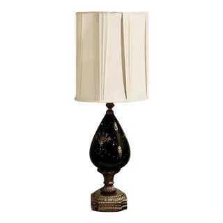 Antique French Brass and Porcelain Table Lamp With Ormolu, Circa 1890 For Sale