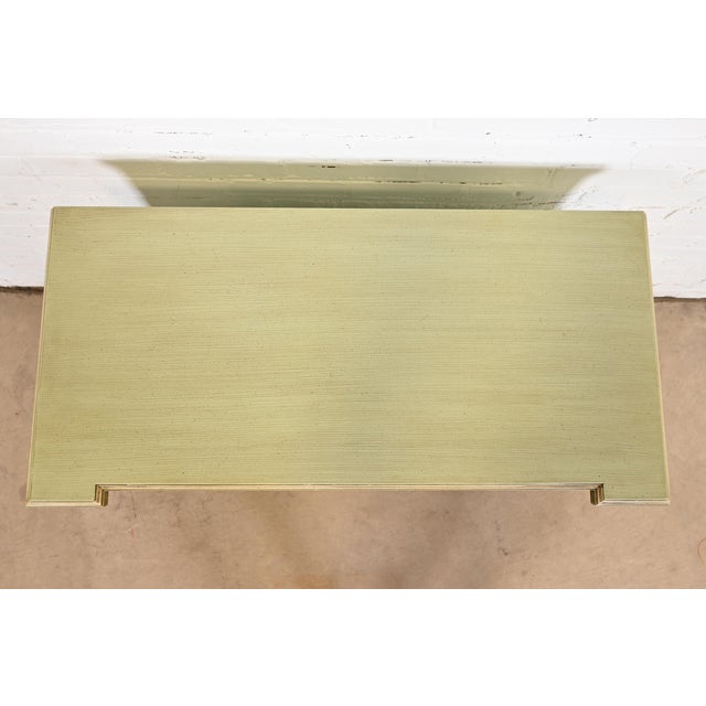 Green Henredon Neoclassical Green and Cream Lacquered Sideboard Buffet or Bar Cabinet, Circa 1960s For Sale - Image 8 of 12