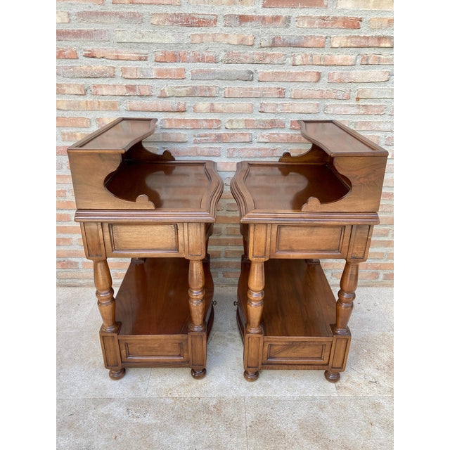 Mid 20th Century Spanish Wood Nightstands, Set of 2 For Sale In Miami - Image 6 of 18