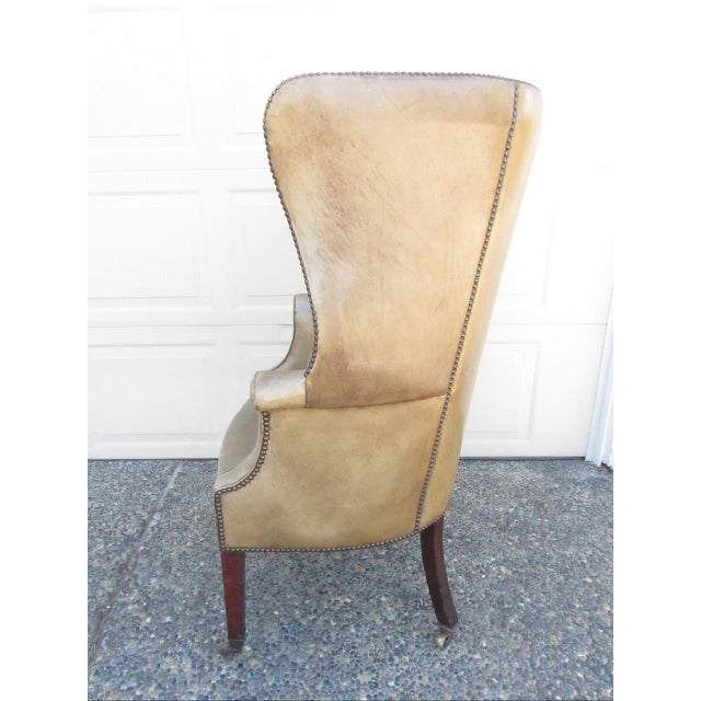 Antique English George LLL Leather Wingback Armchair For Sale - Image 11 of 18