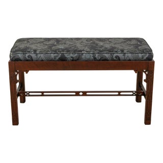 Baker Chinese Chippendale Mahogany Window Bench For Sale