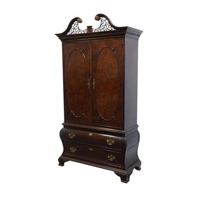 Traditional Century Furniture Flame Mahogany Traditional Style 47" Bombay Clothing Armoire / Media Cabinet For Sale - Image 3 of 12