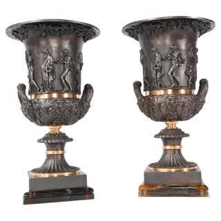 Classical Bronze Campana Urns, Set of 2 For Sale