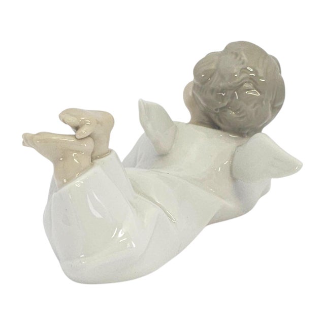 Lladro #4541 Little Angel Reclining Spanish Porcelain Cherub Figurine 5.5" For Sale In San Francisco - Image 6 of 12