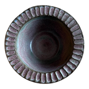 Late 20th Century Studio Pottery Tenmoku Glazed Bowl With Carved Rim