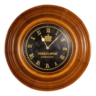 Antique English Oak Mounted Wall Clock, 1890s For Sale
