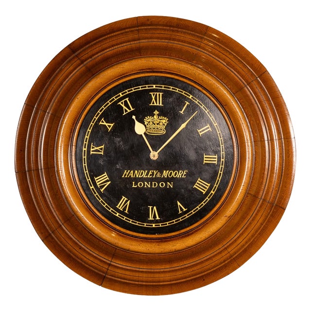 Antique English Oak Mounted Wall Clock, 1890s For Sale