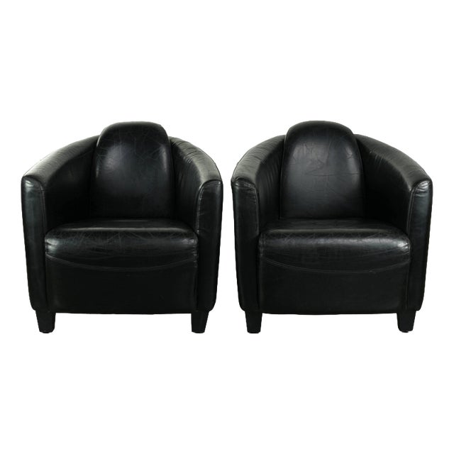 Black Cowhide Aviator Armchairs, Set of 2 For Sale