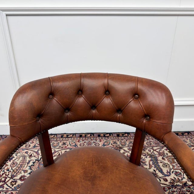 English Brown Chesterfield Wade Office Chair For Sale - Image 5 of 9