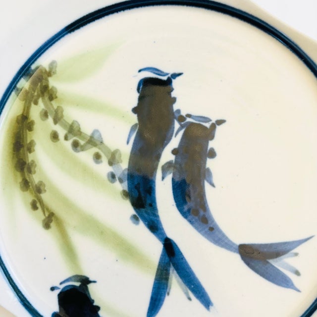 Studio Pottery Serving Plate With Chopstick Rest For Sale - Image 4 of 8