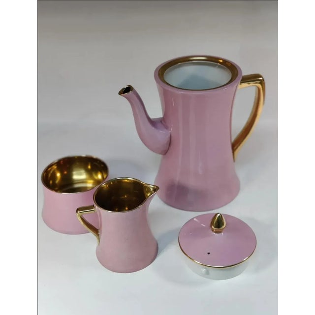 Art Deco 1940s Carlton Ware Pink Demitasse Set With Gold Gilt Trim- 11 Pieces For Sale - Image 3 of 15