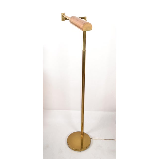 1970s Koch & Lowy Mid-Century Modern Adjustable Swing Brass Pharmacy Floor Lamp For Sale In Miami - Image 6 of 18