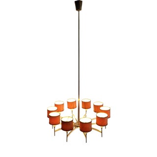 Mid-Century Modern Austrian Brass Chandelier by Rupert Nikoll, 1950s For Sale