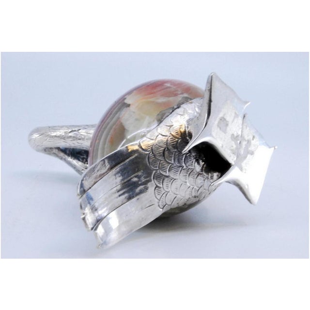 Silver Goose Figurine on Stone Base For Sale - Image 3 of 10