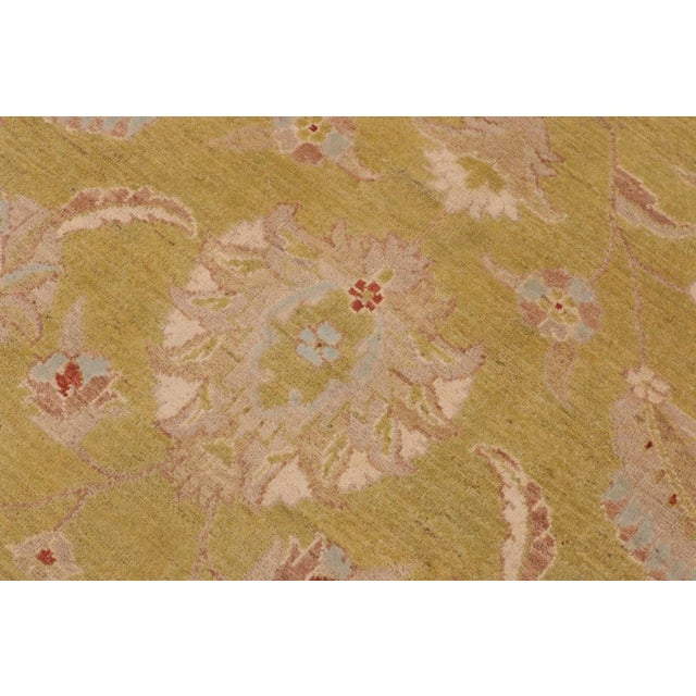 Textile 1980s 1980s Boho Chic Sun Faded Green/Brown Hand Knotted Wool Rug - 9'1" X 11'11" For Sale - Image 7 of 10