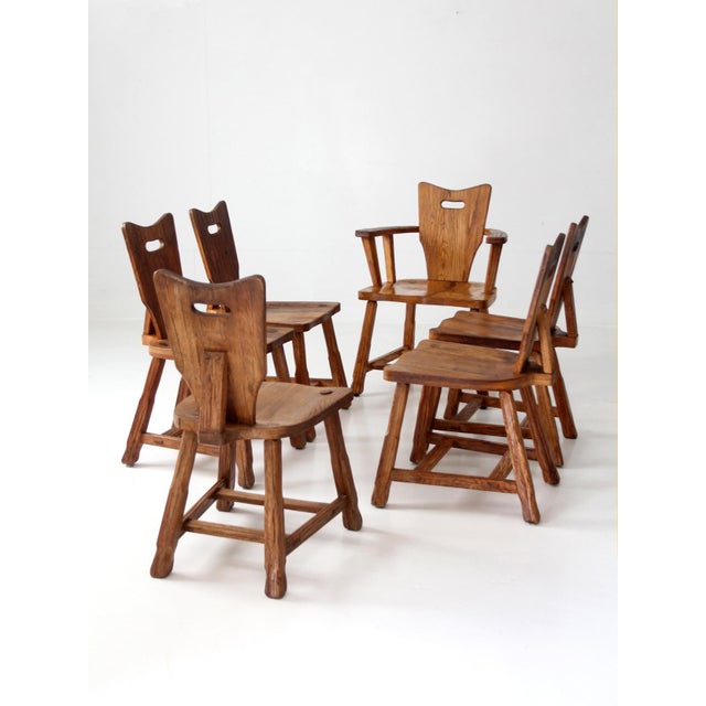 1940s American Rustic Oak Dining Chairs | For Sale - Image 13 of 18