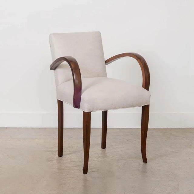 Mid-20th Century French Wood and Linen Side Chair For Sale - Image 10 of 15