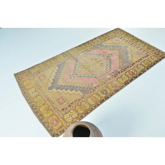 Traditional 1960s Vintage Handmade Turkish Oushak Area Rug For Sale - Image 3 of 11
