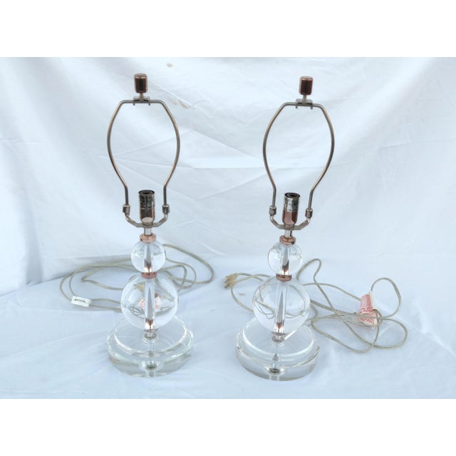 Vintage Mid 20th Century Hollywood Regency Glass Ball Style Dresser Table Lamp Set of 2 Chairish