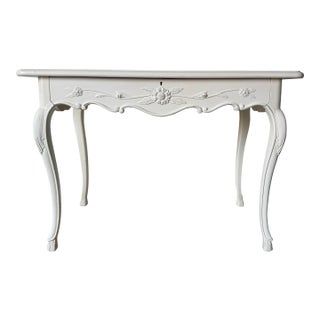 Vintage French Provincial White Painted Foyer Console / Secretary Desk by Auffray & Co. For Sale