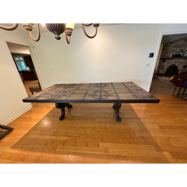 Wood 500 Year-Old Stunning Church Door Dining Room Table For Sale - Image 7 of 8