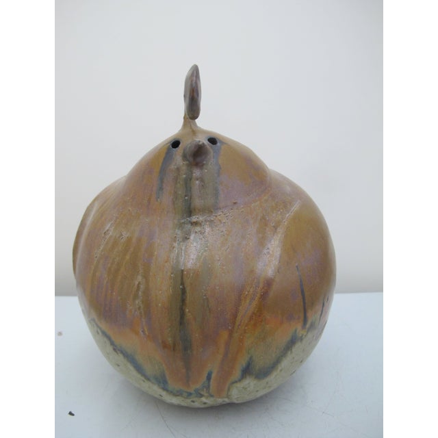 Cute as can be large clay chickadee. Handmade vintage pottery sculpture in form of a fat hen. Measures 8 1/2" tall x 7" x...