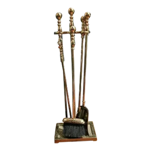 Virginia Metalcrafters Cast Brass Willamsburg Style Fireplace Tool Set Sand- 5 Pieces