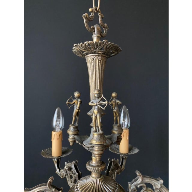 Vintage Brass Chandelier with Archers, 1960s For Sale - Image 9 of 12