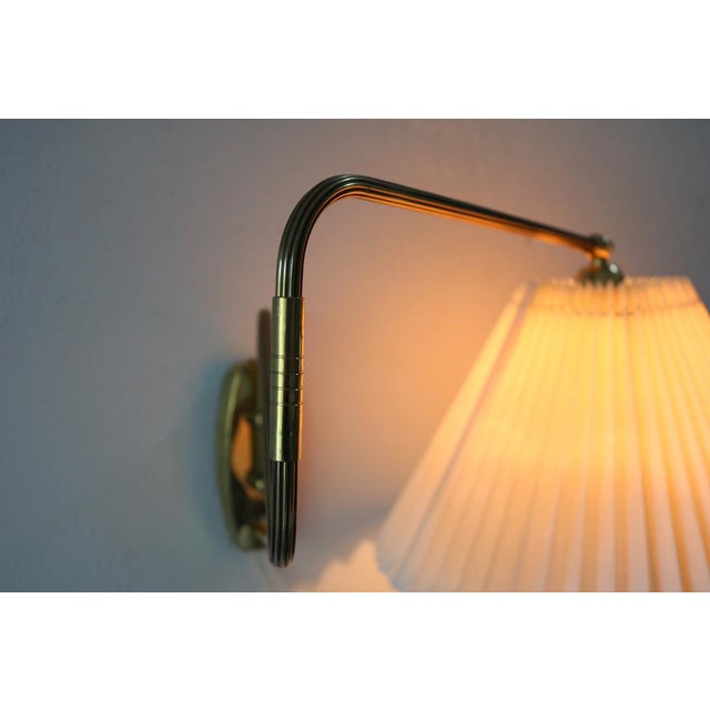 Cream Vintage Danish Brass Wall Lamp, 1950s For Sale - Image 8 of 11