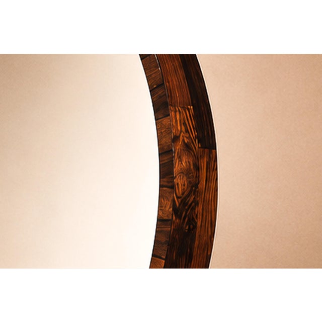 Monumental Brazilian Modern Round Mirror in Rosewood, 1960s For Sale - Image 4 of 15
