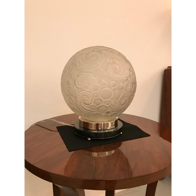 Marius-Ernest Sabino French Art Deco Table Lamp by Sabino With Geometric Motif For Sale - Image 4 of 12