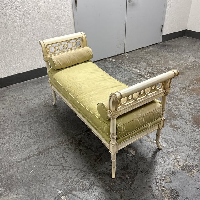 Drexel Heritage Drexel Heritage Neoclassical Brushed Linen Settee For Sale - Image 4 of 12