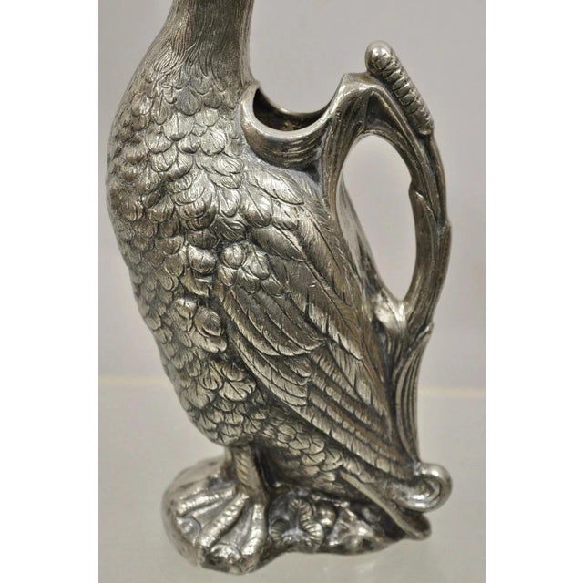 Vintage Figural Duck Mallard Silver Plated Water Pitcher Decanter by Alpaca For Sale In Philadelphia - Image 6 of 11