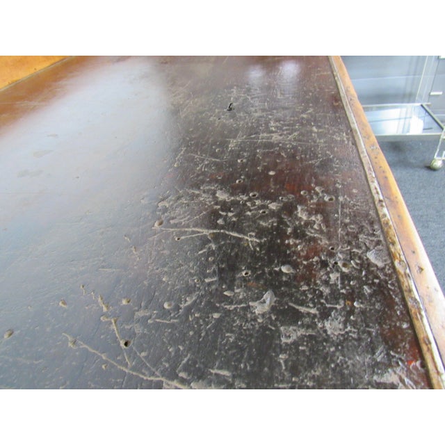 Wood Large Industrial Table For Sale - Image 7 of 13