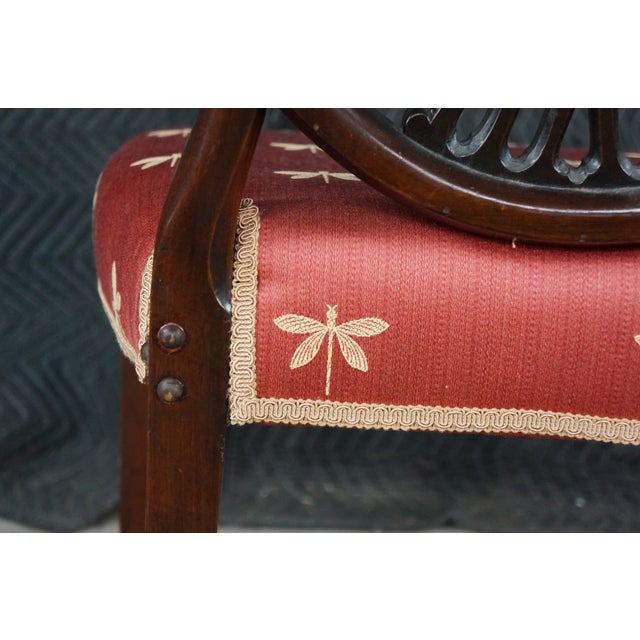 Antique Hepplewhite Carved Mahogany Oval Wheel Back Dining Side Desk Chair For Sale - Image 18 of 18