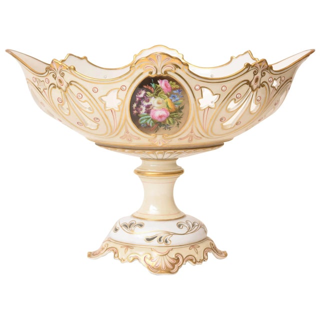 19th Century Old Paris Porcelain Centerpiece, Hand-Painted Florals For Sale - Image 11 of 11