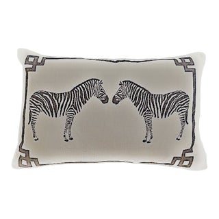 Two Zebras Printed Pillow For Sale