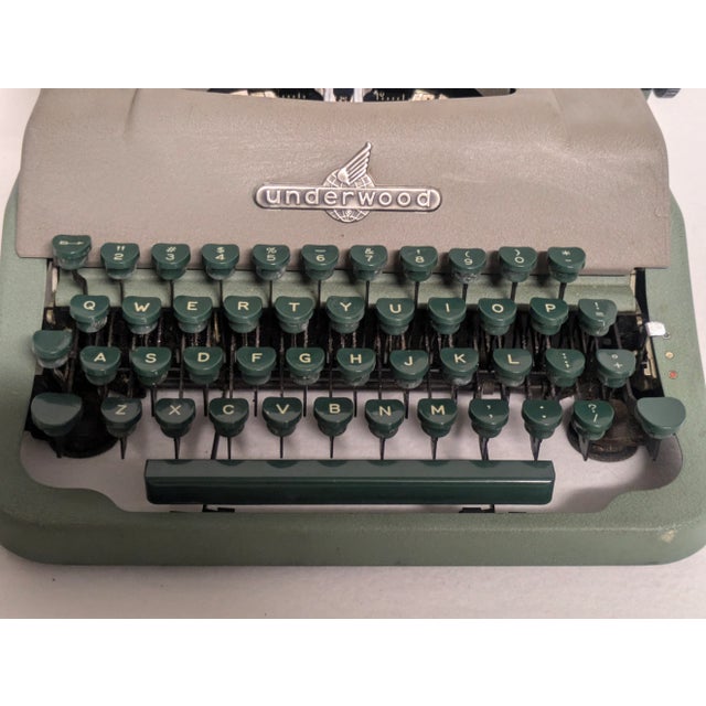 Mid-Century Jewell Underwood Typewriter in Green For Sale - Image 9 of 12